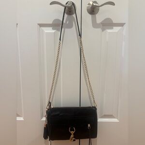Rebecca Minkoff Black and Gold Crossbody Bag with Chain Strap